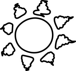 Sun drawing icon. Hand drawn set