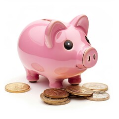 piggy bank and coins