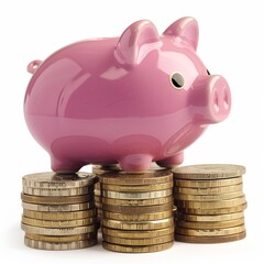 piggy bank and coins