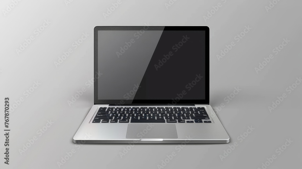 Poster laptop computer modern mockup isolated on transparent. photorealistic modern notebook illustration.