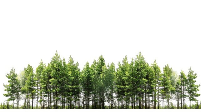 Isolated white background of a high definition treeline