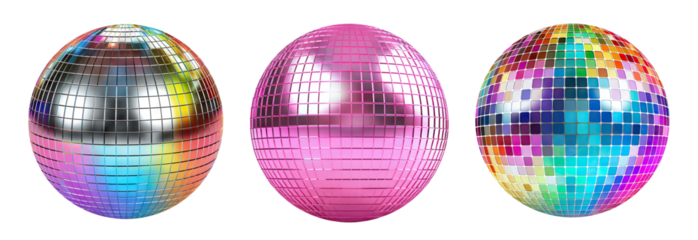 Set of shiny disco mirror balls, cut out