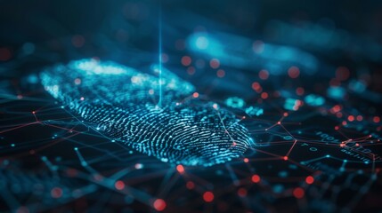 The concept of fingerprint cyber security data protection. The biometric identification fingerprint scanner.