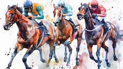Foto auf Alu-Dibond black and white background. horse racing sketch. horse racing tournament. equestrian sport. illustration of ink paints. © john