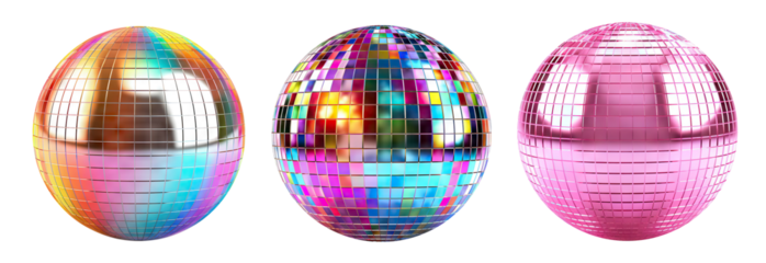Set of shiny disco mirror balls, cut out