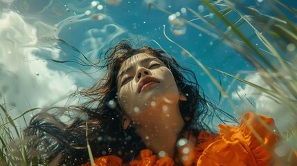 Woman's Reflection in Glistening Waters