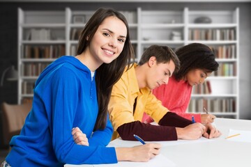 Inspired woman student studying at the University