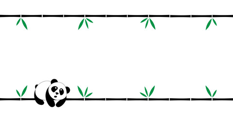 Funny panda on bamboo branch © Helga