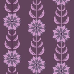 Fototapeta na wymiar Purple texture with a regular seamless flowers as a backgrou..Graphic design with a simple pattern.