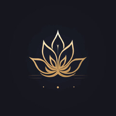 luxury lotus with line art style logo icon design template flat vector