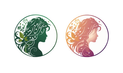 circular emblem modern graphic eco feminine logo concept vector