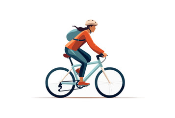 woman riding bicycle vector flat minimalistic isolated illustration
