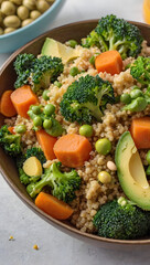 Healthy Stir-Fried Vegetable Medley with Chicken, Broccoli, Carrots, and Cauliflower on a Plate