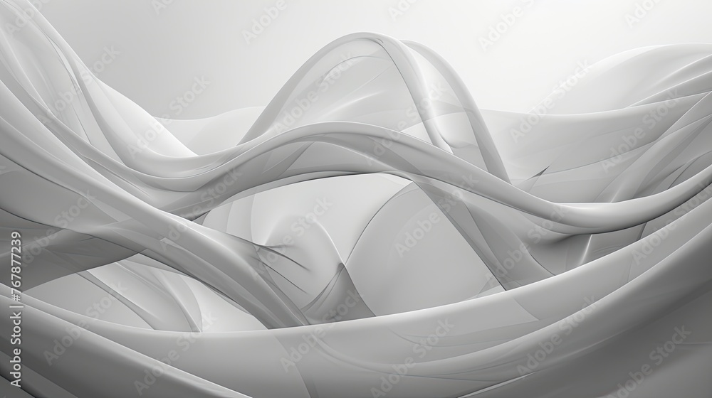 Poster minimal abstract white background with smooth curve, flowing satin waves for backdrop design for pro