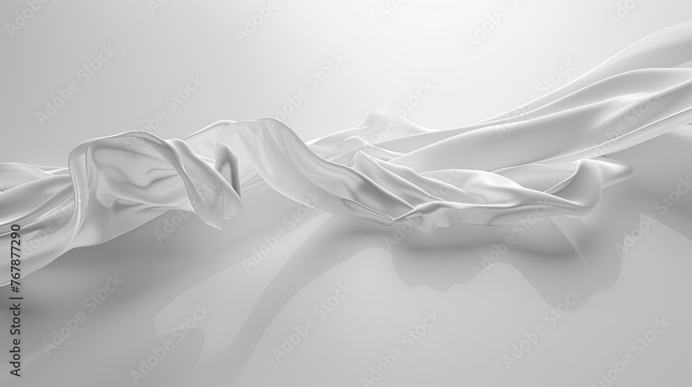 Aufkleber minimal abstract white background with smooth curve, flowing satin waves for backdrop design for pro