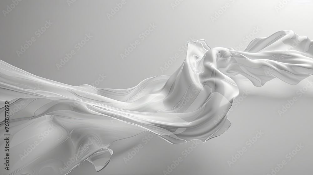 Aufkleber minimal abstract white background with smooth curve, flowing satin waves for backdrop design for pro