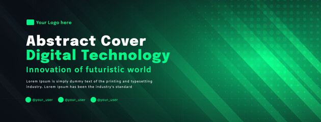 Obraz premium Digital technology poster cover speed connect dark green background, cyber information, abstract communication, innovation future tech data, internet network connection, Ai big data blend illustration