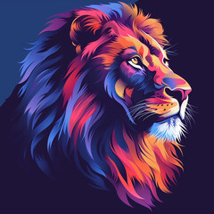 Lion badge for t-shirt design. Animal lion concept poster. Creative graphic design. Digital artistic artwork raster bitmap illustration. Graphic design art. AI artwork.