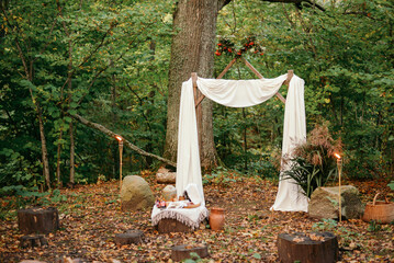 national traditional decorations for the wedding ceremony in the forest