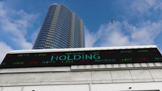 HOLDING written on Stock Market Board