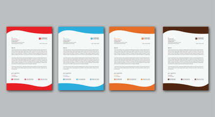 Simple and modern corporate business letterhead design. Set of 4 template with red, green black and brown color.
