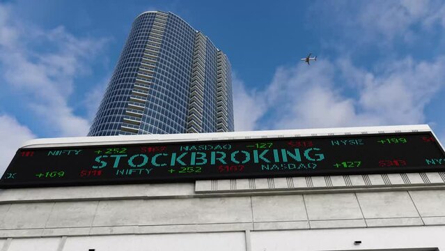 written on StockBROKING written on Stock Market Board