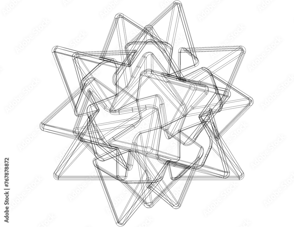 Poster wireframe shape compound of five tetrahedra 3d print model