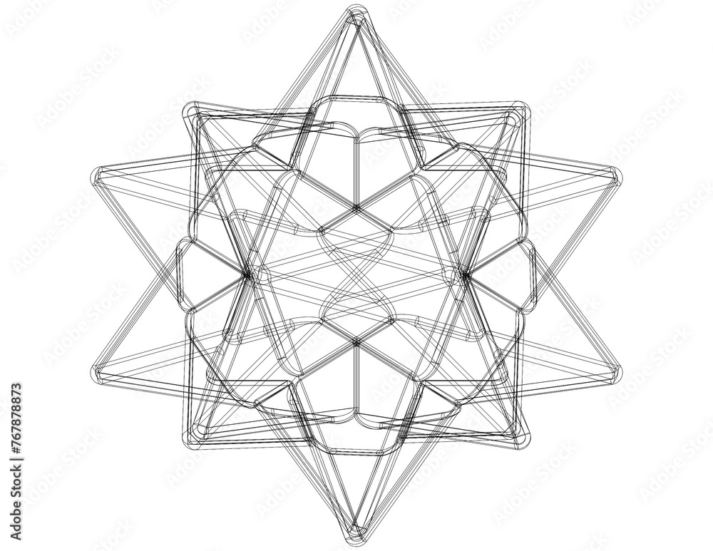 Poster wireframe shape compound of five tetrahedra 3d print model