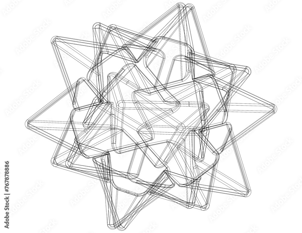 Poster wireframe shape compound of five tetrahedra 3d print model