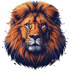 Lion badge for t-shirt design. Animal lion concept poster. Creative graphic design. Digital...