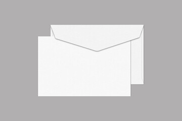 Envelope front side with writing paper  Mock up isolated n a grey background.3d rendering.	