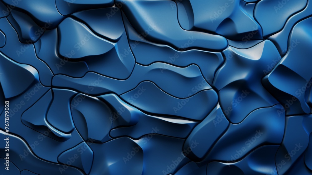 Poster dynamic blue metallic contoured lines with 3d topographical effect for abstract background