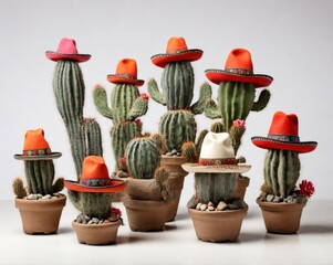 Set of Mexican cactus plants