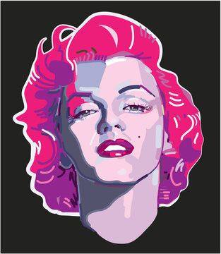 marilyn monroe portrait pink hair black background