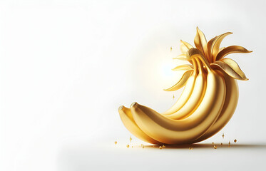Bunch of bananas and banana pieces of different sizes on white background, GENERATIVE AI