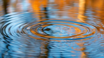 Tranquil scene of concentric circular water ripples on a reflective surface.