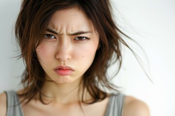  怒っている顔の日本人女性（怒り・許せない・イライラ・ホルモンバランス）