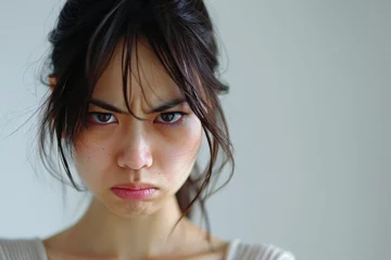 Foto op Canvas  怒っている顔の日本人女性（怒り・許せない・イライラ・ホルモンバランス） © Maki_Japan