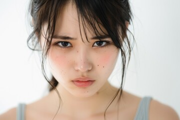  怒っている顔の日本人女性（怒り・許せない・イライラ・ホルモンバランス）