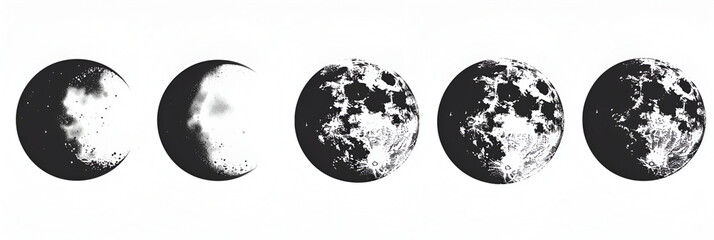 Phases of the Moon. Moon lunar cycle. silhouettes. generative ai  - obrazy, fototapety, plakaty