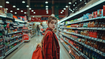 Obraz premium A woman in supermarket