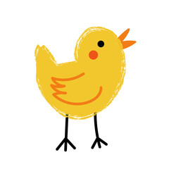 Vector illustration with cute little chicken on white background