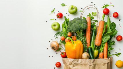 vegetables on the table with a khaki paper bag 