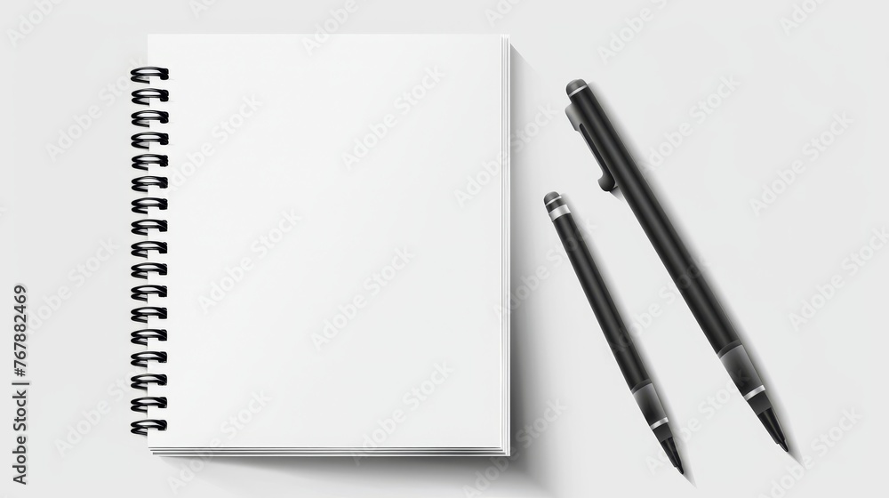 Poster isolated on white is a blank realistic spiral notebook