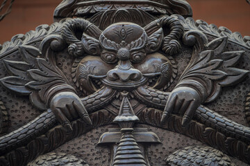 Kathmandu, Nepal- April 20,2023 : Buddhist temple architecture.