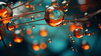Golden water with bubbles, shapes and waves.