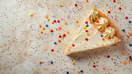 A slice of a piece of cake with sprinkles on it, AI