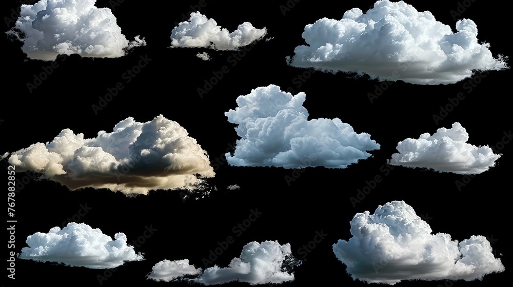 Aufkleber clouds isolated on black. design elements.