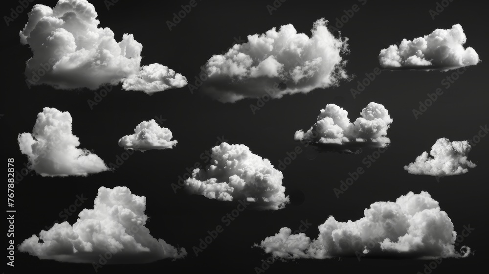 Aufkleber black background with isolated clouds. design elements.