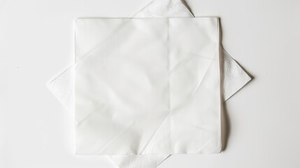 With copy space, a blank paper napkin is isolated on a white background